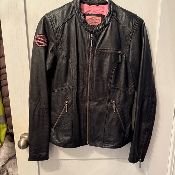 Harley-Davidson Women’s Leather Jacket Pink Embroidery – Size Small - Picture 1 of 7
